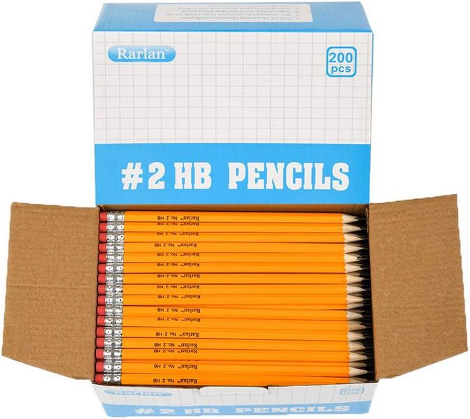 RarLan wood-cased #2 HB pencils pre-sharpened 200 count bulk pack